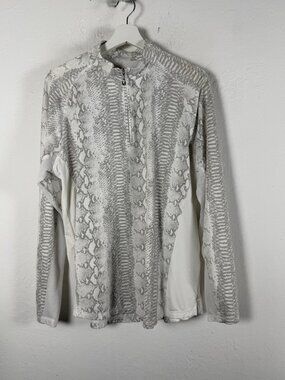 SanSoleil Snakeskin 1/4 Zip Pullover Gray Mock Neck UPF 50 Golf Shirt XL Stretch